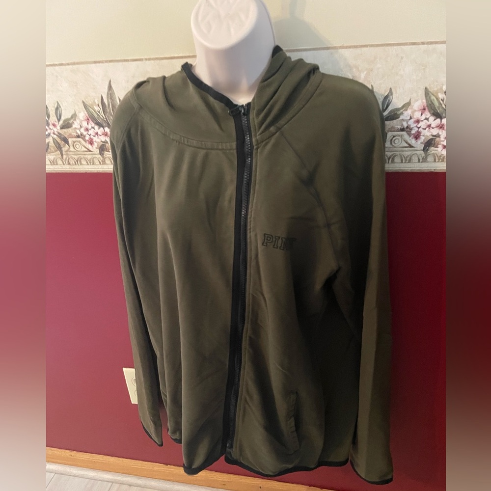 Victoria's Secret Olive Green Zip-Up Hoodie Jacket
